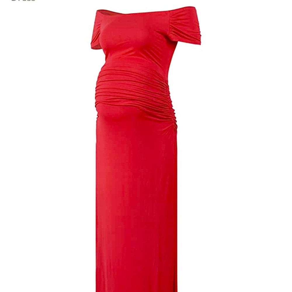 Maternity Maxi Off the shoulder short sleeve dress